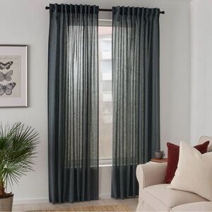 IKEA MILDRUN Curtains Light Filtering 57x98" 1 Pair (2 Panels) Dark Gray Stripe